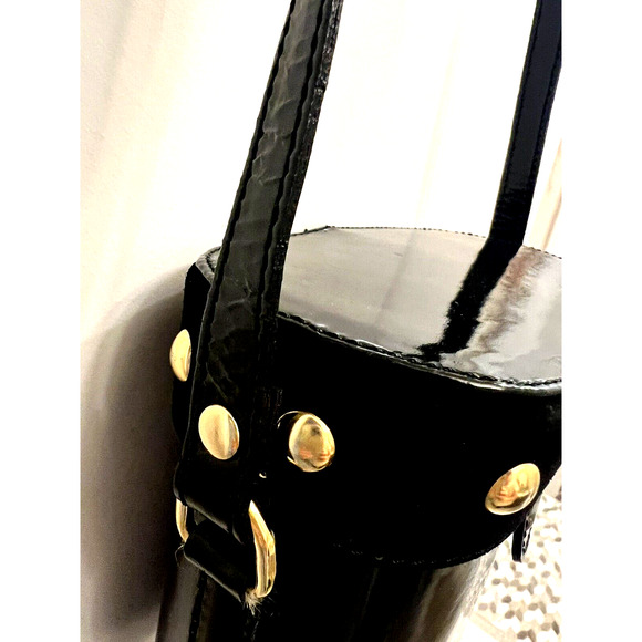 SAKS FIFTH AVENUE ITALY GENUINE LEATHER EVENING PURSE HARD CASE HANDBAG - Picture 4 of 8